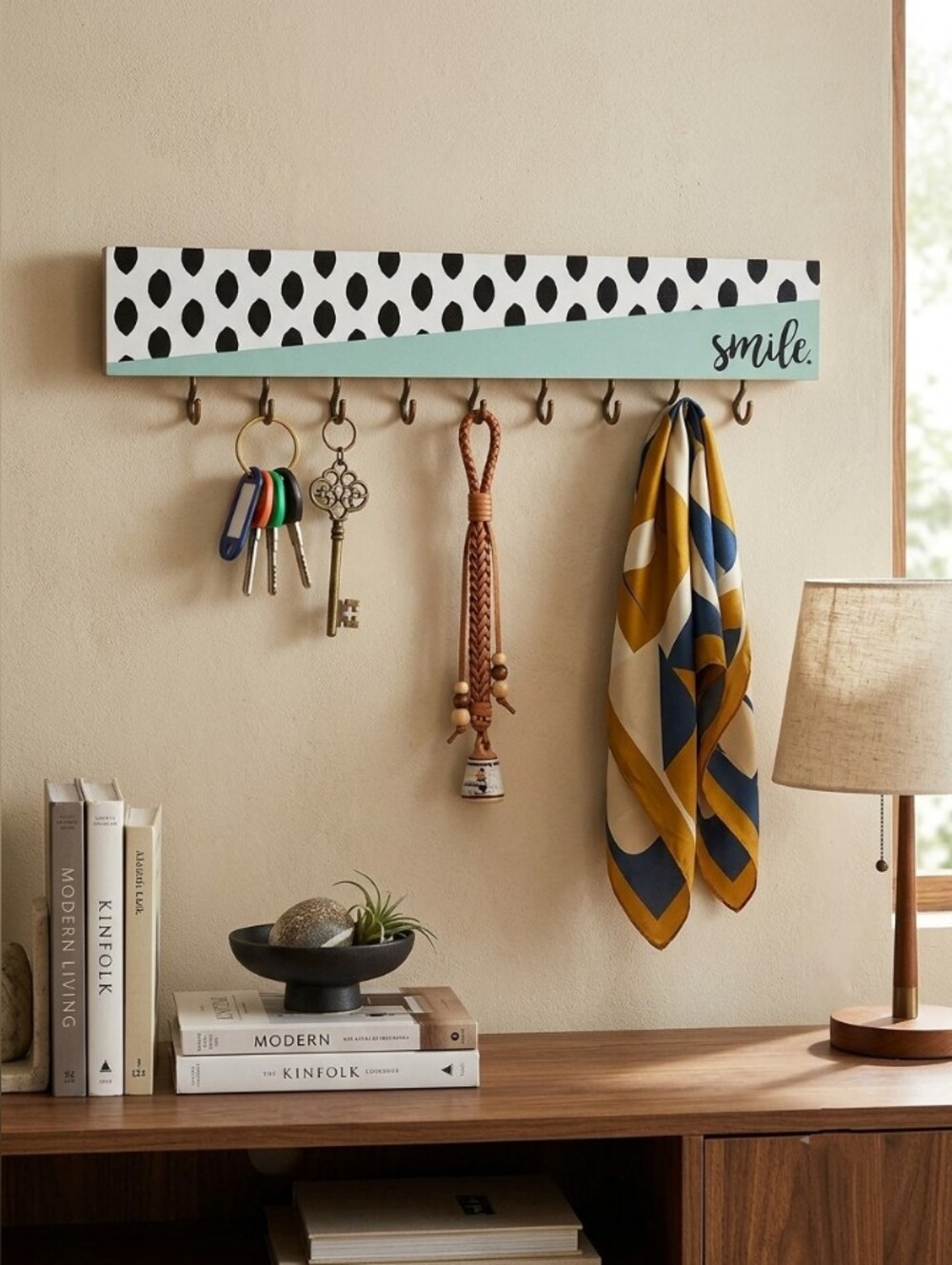 Smile Wall Hook Rack in Mint and Black